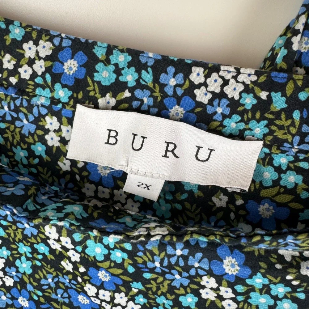 BURU Ditsy Floral Matching Skirt Set Sz 2X Blouse Skirt Cottagecore‎ Boho Resort